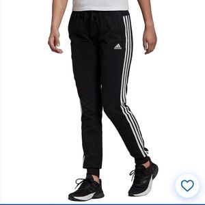 Adidas Women’s Black Joggers with White Stripes